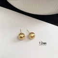 Minimalist 12mm golden brushed metal ball earrings with 925 sterling silver posts - Gold Brushed Ball 12mm