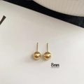 Minimalist 8mm golden brushed ball stud earrings with 925 silver needles and matte texture - Gold Brushed Ball 8mm