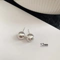 Minimalist 12mm silver ball stud earrings with a brushed metal matte texture finish - Silver Brushed Ball 12mm