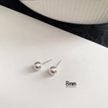 S925 silver needle 8mm brushed silver ball stud earrings with minimalist metal texture - Silver Brushed Ball 8mm