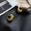 Eleganti orecchini a cerchio a U placcati in oro 18 carati con design a spirale - Ispessito / Oro