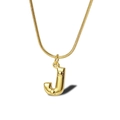 Golden initial J pendant necklace with textured dots and sleek snake chain for women - Letter J Necklace (LN1640)