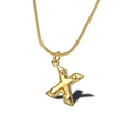 Minimalist 3D puffed letter X necklace with gold snake chain for men and women - Letter X Necklace (LN1640)