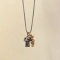 Rainbow mushroom pendant necklace with natural dalmatian stone and gold beads - Dalmatian Jasper Mushroom