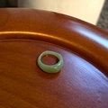 Minimalist light green resin ring with organic irregular shape and glossy finish - Irregular Narrow Resin Ring / Green