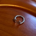 Minimalist silver lava texture open ring with irregular hammer pattern finish - Irregular Front Open Ring / Silver