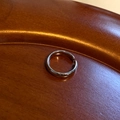 Minimalist silver-toned adjustable resin open ring on dark wooden textured background - Narrow Plain Band / Silver