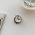Silver double layered open resin ring with minimalist glossy metal finish for women - Double Layer Open Ring / Silver