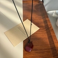 Minimalist deep red textured pendant necklace with adjustable black cord for sweaters - Black Rope Small Flask / Burgundy