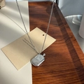 Silver hip flask pendant necklace with black cord adjustable long chain design - Titanium Steel Chain Small Flask / Silver