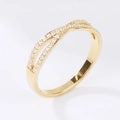 Minimalist twisted gold ring featuring a stylish crisscross diamond design for women - US 6 / Gold