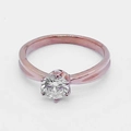 Classico anello in acciaio al titanio placcato oro rosa con solitario a sei griffe - US 7 / Oro rosa