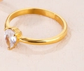 Anillo de lujo con circón en forma de pera y acabado chapado en oro pulido - US 6 / Dorado