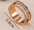 Double-layer hollow ring in rose gold finish with zircon stones, 1.8cm width design - US 6 / Rose Gold