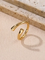 Close-up of a gold minimalist open ring with geometric square ends on stone texture - US 6 / Gold