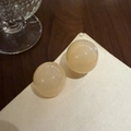 Champagne translucent jelly ball stud earrings in a round dome shape for women - Pale Pink
