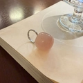 Translucent pink jelly resin dome ring with adjustable silver band for women - Pink Ring