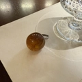 Translucent amber dome ring with a silver metal band in a minimalist jelly style design - Brown Ring