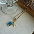 Titanium steel box chain necklace with gold airplane and blue enamel suitcase pendants - Airplane And Suitcase Style (Style 1)