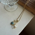 Gold stainless steel travel necklace with blue globe, airplane, and crystal pendants - Airplane Camera And Globe Style (Style 2)