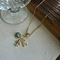 Gold travel charm necklace with blue enamel globe and miniature airplane pendant - Airplane Globe And Suitcase Style (Style 3)