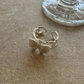 Silver bow chain ring with adjustable opening and elegant Italian brushed metal texture - Bowknot Silver (4609)