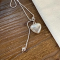 Minimalist silver brushed heart pendant necklace with sleek snake chain and sliding ball clasp - Textured Heart Adjustable Style / Silver