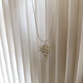 Silver adjustable long necklace featuring white grape-shaped cluster pearl pendant - Pearl Grape Cluster