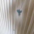 Adjustable silver sweater necklace featuring a light blue crystal grape cluster pendant - Light Blue Grape Cluster