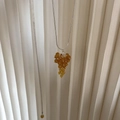 Adjustable sweater chain featuring bright yellow crystal grape cluster pendant on silver snake chain - Yellow Grape Cluster