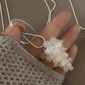 Beaded grape pendant necklace with milky white quartz stones and silver snake chain - Moonstone White Grape Cluster