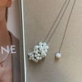 Elegant adjustable sweater chain with a cluster of white pearls and silver ball chain - Large Silver Pearl Grape Cluster