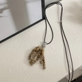 Long adjustable leather cord necklace with earthy tone natural stone beaded tassel pendant - Bodhi Stone