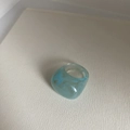 Minimalist wide light blue resin ring with cloud texture and polished finish - Blue Resin Dome Ring