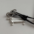 Silver dachshund puppy pendant with black woven cord and metal lobster clasp for women - Black Cord and Brushed Finish Dog