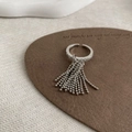 Silver fringe tassel open ring with cubic zirconia micro-paved adjustable band - Zircon Tassel Ring