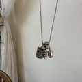 Dalmatian jasper and polished teardrop pendant on a fine silver titanium necklace - Dalmatian Natural Stone With Water Drop Grapes