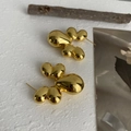 Pendientes de tuerca irregulares de plata 925 con acabado dorado brillante de espejo - Pendientes Huecos Irregulares Dorados / Dorado