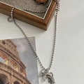 Elegant beaded titanium steel long necklace with vintage polished silver horse pendant - Tassel Silver Horse With Stainless Steel Ball Chain