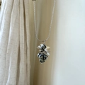 Nature style silver pendant necklace with dalmatian stone grape clusters and petals - Dalmatian Jasper Cluster Necklace