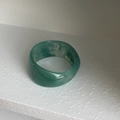 Polished wide green marble textured resin bangle with white swirled patterns - Wide Wave Style / Lime Green