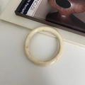Retro cream white marble texture resin bangle with minimalist geometric irregular design - Apricot