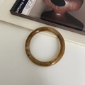 Amber brown marble textured resin bangle with smooth finish and retro geometric design - Brown