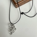 Minimalist grape bunch pendant necklace with clear beads on an adjustable black cord - Transparent Grape Cluster + Black Rope Necklace