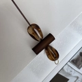 Brown marble teardrop beads necklace with resin pendant and long cord strand - Division Symbol Style (2) / Coffee
