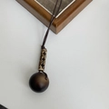 Maillard brown gradient necklace with vintage wooden bead and long tassel design - Lollipop Style Ball Pendant (8)