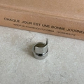 Silver plated brass open ring featuring a spiral hollow design in a minimalist cool style - Hat Style Metal Ring