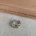 Modern silver wavy open ring with organic curved design on a minimalist background - Hollow Wide Ring