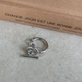 Polished silver-plated brass chain ring with T-bar design and hollow geometric style - OT Buckle Style Ring