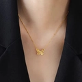 Collar de mariposa vintage francés dorado con cadena de cuentas fina para mujer - Collar de Mariposa Vintage (Dorado)
